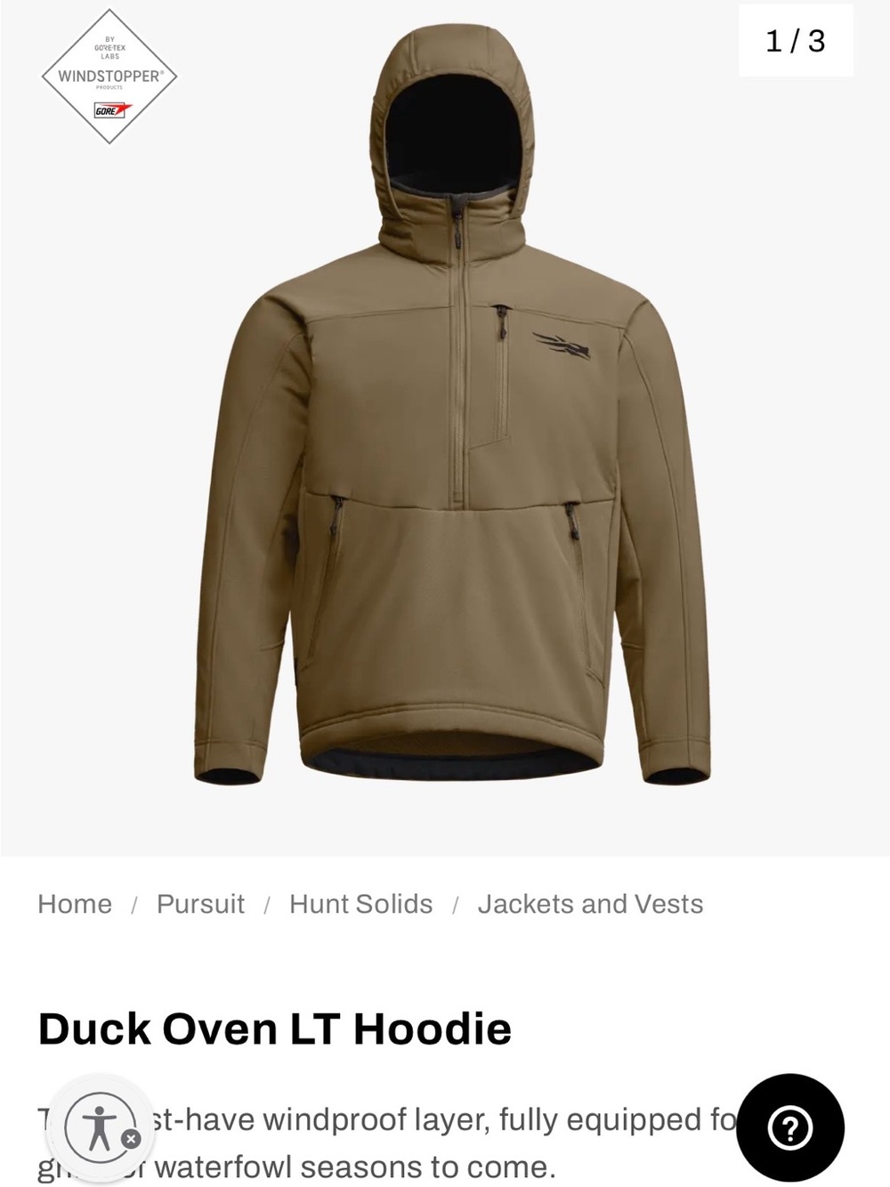 Sitka Duck Oven LT Hoodie Jacket - coyote XL